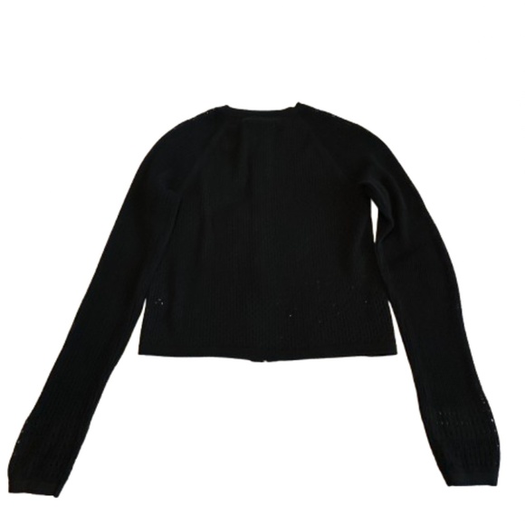 Mossimo Women's XS Black Knit Cropped Zip Up Long Sleeves Sweater Cardigan Top - Picture 7 of 16
